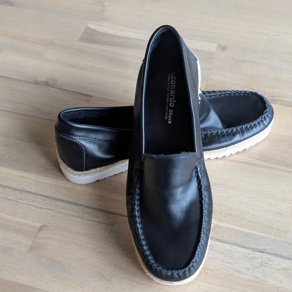 Leonardo Black Leather Loafers Made In Italy Womens Size 38 Us 8 — image 7 of 8